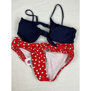 NWT SIZE LARGE RED & WHITE CUPSHE Women's Red Polka Dot Bikini Set
